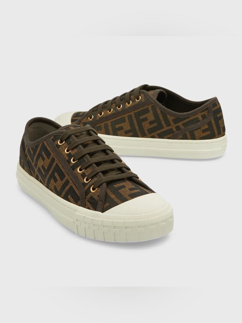 Fendi Domino FF Jacquard Men Low Top Logo Supreme Sneakers UK 12 - US 13 - EU 46
